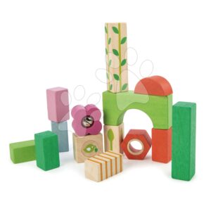 Dřevěné kostky lesní školka Nursery Blocks Tender Leaf Toys s malovanými obrázky a funkcemi 12 dílů od 18 měsíců