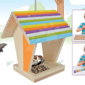 Dřevěné krmítko pro ptáčky Outdoor Feeding House Eichhorn Sestav a vymaluj – se štětcem a barvami od 6 let