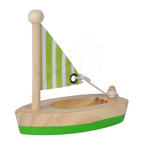 Dřevěné plachetnice do vody Sailing Boat Eichhorn s textilní plachtou 11 cm délka od 24 měsíců