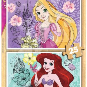 Dřevěné puzzle Disney Princess Educa 2 x 25 dílků