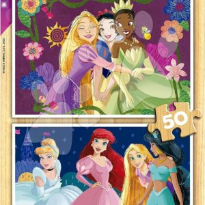 Dřevěné puzzle Disney Princess Educa 2 x 50 dílků od 4 let