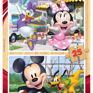 Dřevěné puzzle Mickey&Friends Educa 2 x 25 dílů od 4 let