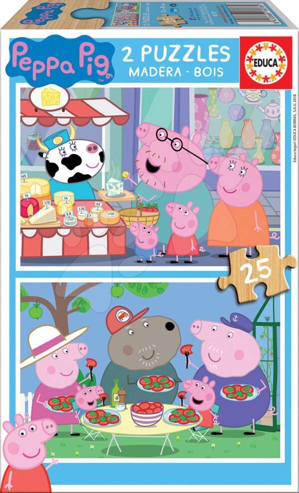 Dřevěné puzzle Peppa Pig Educa 2 x 25 dílků od 4 let