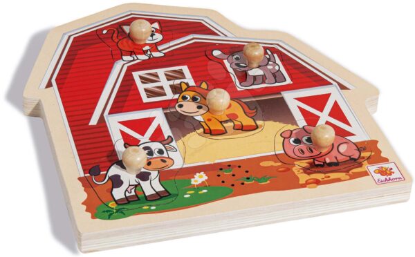 Dřevěné puzzle farma Puzzle with Sound Eichhorn 5 zvířátek se zvukem od 24 měsíců