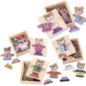 Dřevěné puzzle medvěd Bear Puzzle Eichhorn 20 dílů s vyměnitelným oblečením od 24 měsíců