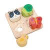 Dřevěné tvary zvířátka Touch Sensory Tray Tender Leaf Toys na podložce 4 druhy od 18 měsíců - Image 2