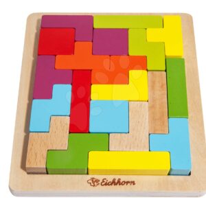 Dřevěné vkládací puzzle Shape Game Eichhorn 20 barevných kostek různých tvarů od 4 let