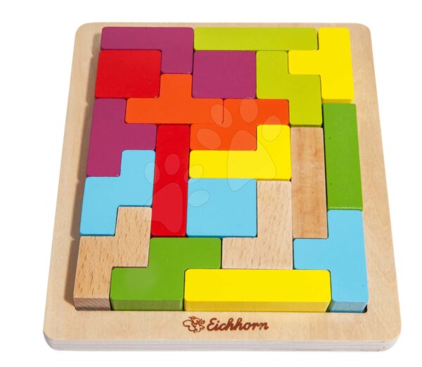 Dřevěné vkládací puzzle Shape Game Eichhorn 20 barevných kostek různých tvarů od 4 let