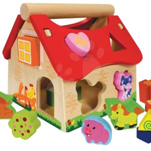 Dřevěný didaktický domeček Shape Sorter House Eichhorn s 12 vkládacími kostkami od 12 měsíců