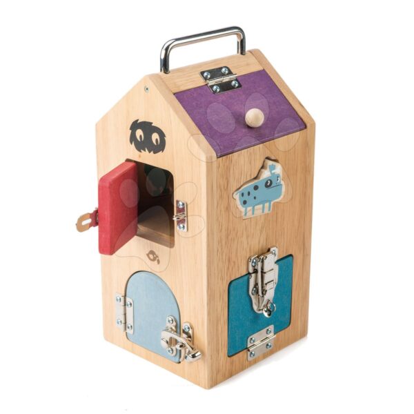 Dřevěný domeček se strašidly Monster Lock Box Tender Leaf Toys 8 dveří s 8 různými zámky a 2 strašidla