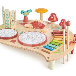 Dřevěný hudební stůl Musical Table Tender Leaf Toys s bubny xylofonem píšťalkou