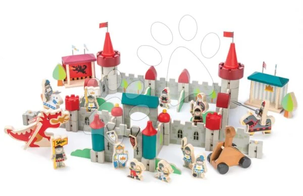 Dřevěný královský hrad Royal Castle Tender Leaf Toys 100dílná sada s rytíři
