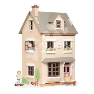 Dřevěný městský domeček pro panenku Foxtail Villa Tender Leaf Toys 12 dílů vybavený nábytkem výška 71 cm