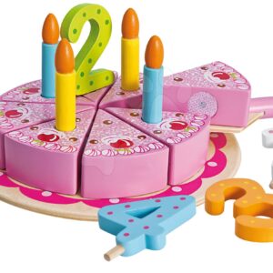 Dřevěný narozeninový dort na podnose Cake Eichhorn se svíčkami a čísly od 24 měsíců