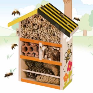 Dřevěný úl pro včely Outdoor Bee House Eichhorn Poskládej a vymaluj – se štětcem a barvami od 6 let