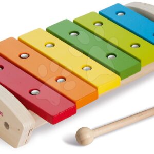 Dřevěný xylofon Wooden Xylophone Eichhorn s kladívkem 6 různých tónů od 24 měsíců