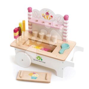 Dřevěný zmrzlinářský vozík Ice Cream Cart Tender Leaf Toys na kolečkách