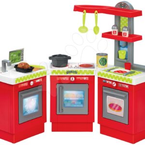 Écoiffier kuchyňka 3-Modules French 3dílná červeno-stříbrná s 21 doplnkami 1699