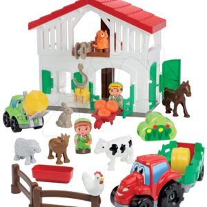 Écoiffier stavebnice farma s traktorem Abrick se 7 zvířátky a 2 farmáři 3021