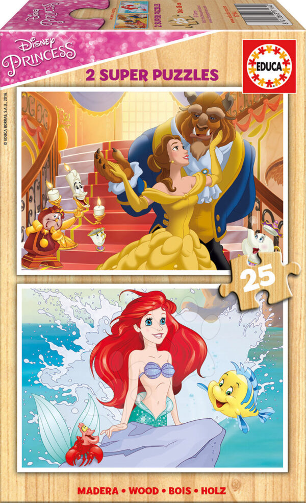 Educa dětské dřevěné puzzle Disney Princezny 17164