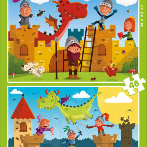 Educa dětské puzzle Drak a Rytíř 2x48 dílů 17151