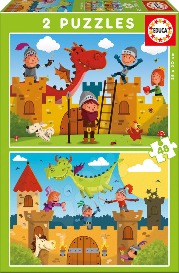 Educa dětské puzzle Drak a Rytíř 2x48 dílů 17151
