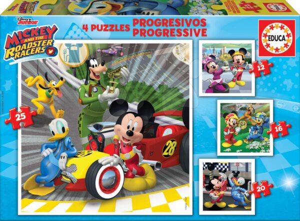 Educa dětské puzzle Mickey Roadster Racers progresivní 12-16-20-25 17629
