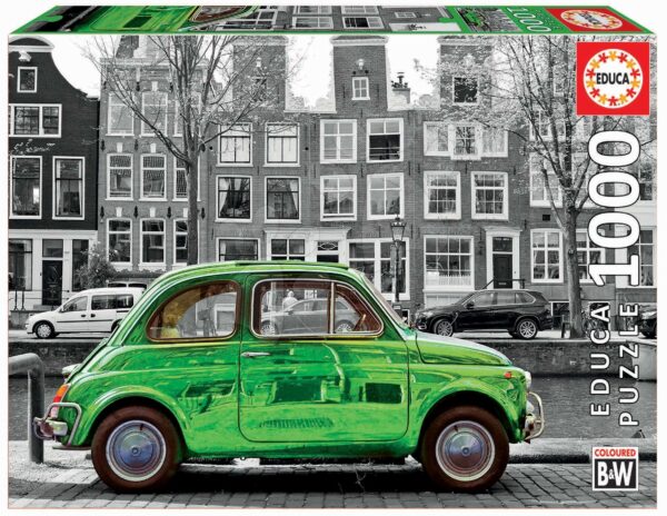 Educa puzzle Black&White Car in Amsterdam 1000 dílků a fix lepidlo 18000