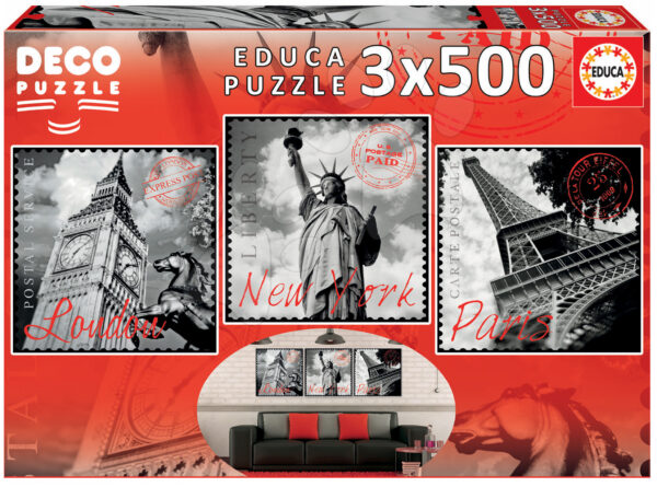 Educa puzzle Deco Big Cities 3x500 dílů 17096