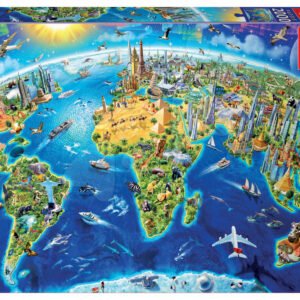 Educa puzzle Genuine World Landmarks Globe 2000 dílů 17129