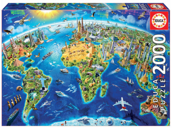 Educa puzzle Genuine World Landmarks Globe 2000 dílů 17129