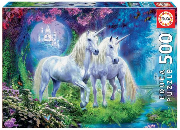 Educa puzzle Unicorns in the forest 500 dílků a fix lepidlo 17648
