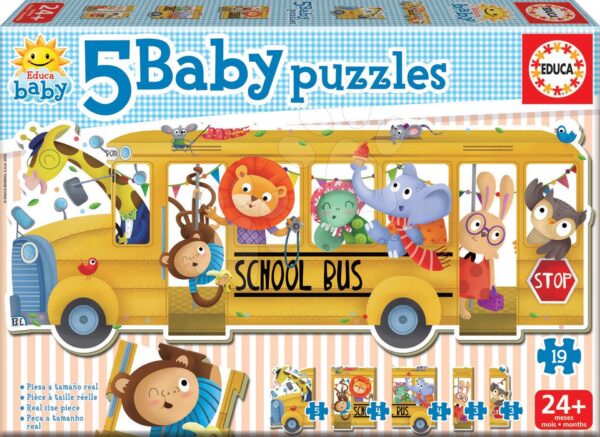 Educa puzzle pro nejmenší Baby 5 – Školní autobus se zvířátky 17575