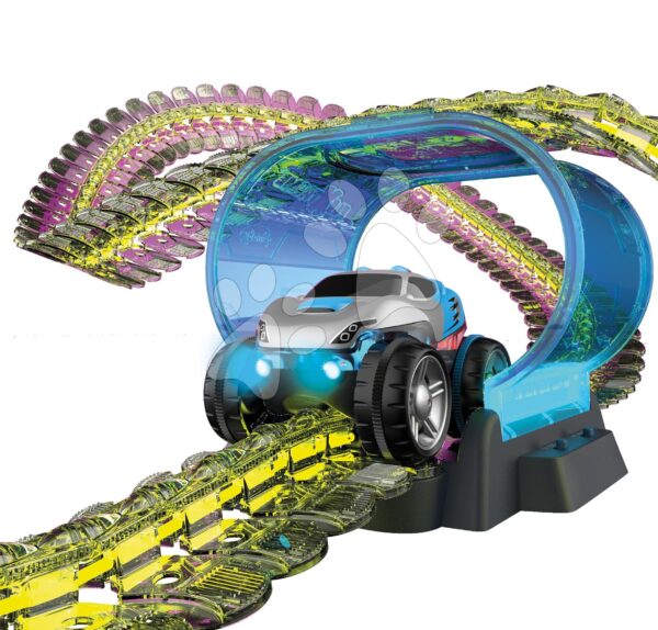Flexibilní autodráha Flextrem Neon Set Smoby svítící ve tmě v různých barvách 2