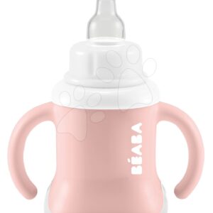 Hrnek Old Pink Beaba 3v1 Evolutive s dudlíkem růžový od 4 měsíců