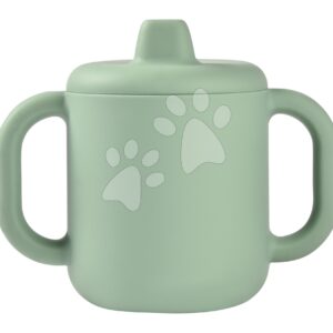 Hrnek pro miminka Silicone Learning Cup Beaba Sage Green s víkem na učení se pít zelený od 8 měsíců