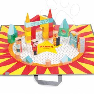 Janod dřevěné kostky na podložce Cirkus Kubix 08079