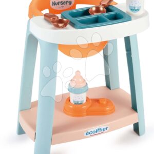 Jídelní židle Baby High Chair Vert Azur Écoiffier s doplňky pro 30 cm panenku od 18 měsíců