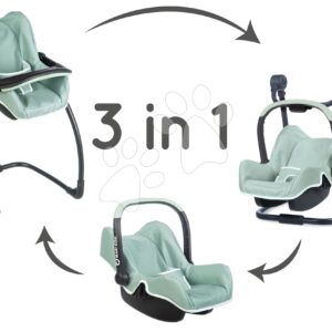 Jídelní židle s autosedačkou a houpačkou Maxi Cosi Seat+High Chair Sage Smoby trojkombinace s bezpečnostním pásem olivová