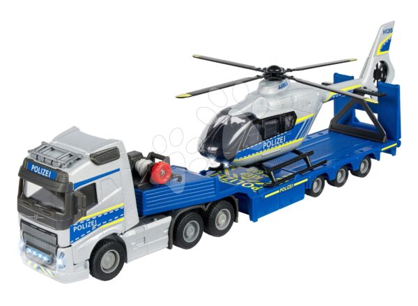 Kamion s policejním vrtulníkem Volvo Majorette 35 cm délka se zvukem a světlem
