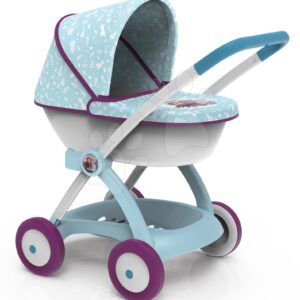 Kočárek hluboký Ledové království Frozen Pram Smoby pro 42 cm panenku s pohyblivou stříškou výška rukojeti 58 cm od 18 měsíců