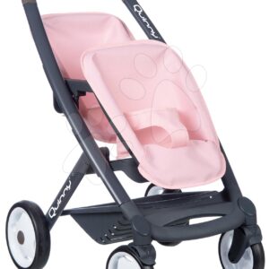 Kočárek pro dvojčata Powder Pink Maxi Cosi&Quinny Smoby s bezpečnostním pásem pro 42 cm panenky