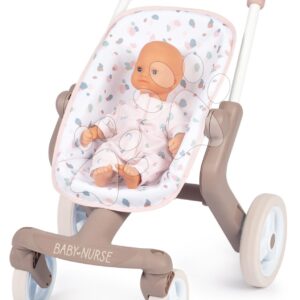 Kočárek sportovní s textilním potahem Pop Pushchair Natur D'Amour Baby Nurse Smoby s otočnými koly pro 42 cm panenku výška rukojeti 54 cm od 18 měsíců