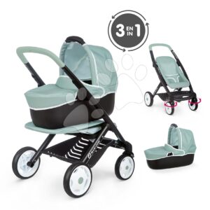 Kočárek trojkombinace Maxi Cosi 3in1 Pushchair+Pram Sage Smoby hluboký/sportovní/přenosná postýlka pro 42 cm panenku olivový