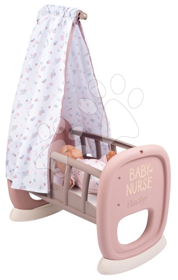 Kolébka s textilním baldachýnem Cradle Natur D'Amour Baby Nurse Smoby pro 42 cm panenku od 18 měsíců