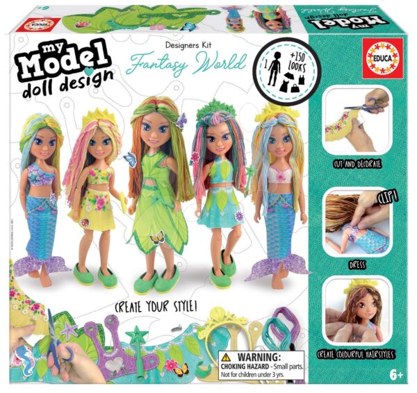 Kreativní tvoření My Model Doll Design Fantasy World Educa Vyrob si vlastní plážové panenky 5 modelů od 6 let