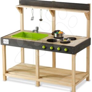 Kuchyňka cedrová s tekoucí vodou Yummy 100 Outdoor Play Kitchen Exit Toys venkovní s kuchyňským náčiním od 24 měsíců