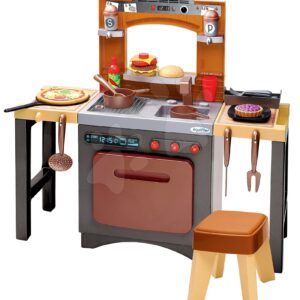 Kuchyňka s pizzou Pizzeria Écoiffier oboustranná polohovatelná se židlí a 33 doplňky od 18 měsíců