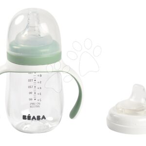 Láhev Bidon na učení pití 2in1 Training Bottle Beaba Sage Green 210 ml zelená od 4 měsíců