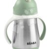 Láhev Bidon s dvojitými stěnami Stainless Steel Straw Cup Beaba Sage Green 250 ml z nerezavějící oceli zelená od 8 měsíců - Image 2